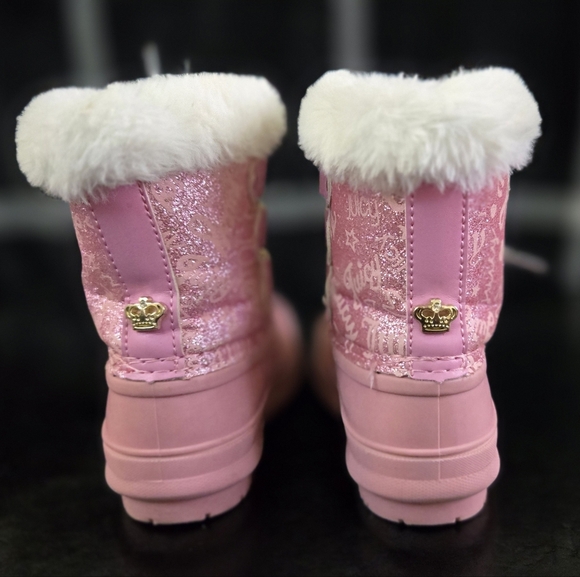 Juicy Couture Escalon Pink Waterproof Flat Heel Snow Rain Boot Fur Lined Baby 7 - Picture 4 of 7